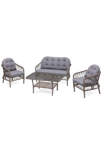 Grass Garden Papatya Rattan 2 1 1 Masa Bahçe Balkon Mobilyası Alüminyum Üzeri Örgü Rattan