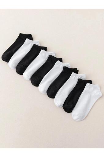 Fresh Çorap 10'Lu Düz Basic Siyah Beyaz Patik Çorap