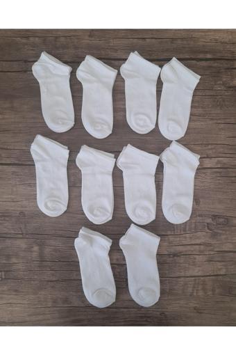 Sockshion Çocuk Pamuklu Patik Çorap 10 Çift Beyaz