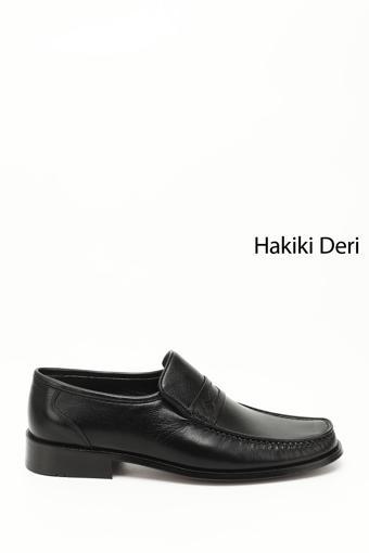 Erkek Siyah Kösele Taban Hakiki Deri Klasik Ayakkabı