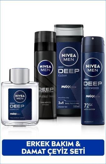 Men Damat Çeyiz Seti, Duş Jeli 500ml, Deodorant 150ml, Tıraş Köpüğü 200ml, Tıraş Sonrası Losyon100ml