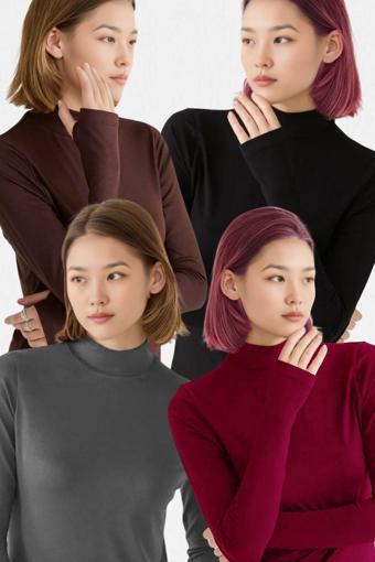 Vodens Kadın Siyah Kahve Bordo Antrasit 4'Lü Parmak Detaylı Ultra Soft Body