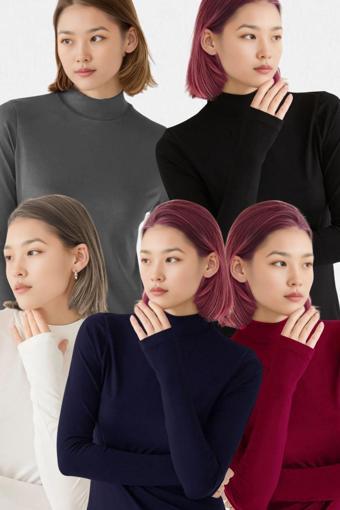 Vodens Kadın Siyah Beyaz Lacivert Bordo Antrasit 5'Li Parmak Detaylı Ultra Soft Body