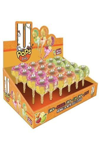 U Pops Juıcy; Meyve Sulu Limon-Ahududu, Limon-Elma, Limon-Şeftali Aromalı Lolipop (19 Gr X 24 Adet)