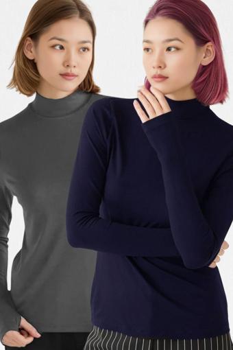 Vodens Kadın Antrasit Lacivert 2'Li Parmak Detaylı Ultra Soft Body