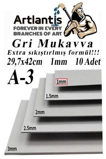 A3 Mukavva Gri 1.0mm 10 Adet 1 Paket 29.7x42 cm A-3 Mukavva 1,0 mm Kalınlığında A-3 Mukavva