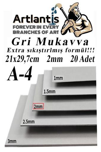 A4 Mukavva Gri 2 mm 20 Adet 1 Paket 21x29,7 cm A-4 Mukavva 2,0 mm Kalınlığında A-4 Mukavva