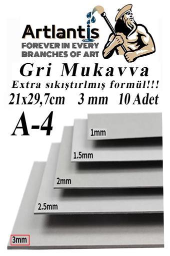 A4 Mukavva Gri 3 mm 10 Adet 1 Paket 21x29.7 cm A-4 Mukavva 3 mm Kalınlığında A-4 Mukavva