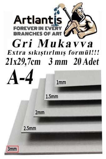 A4 Mukavva Gri 3 mm 20 Adet 1 Paket 21x29.7 cm A-4 Mukavva 3 mm Kalınlığında A-4 Mukavva