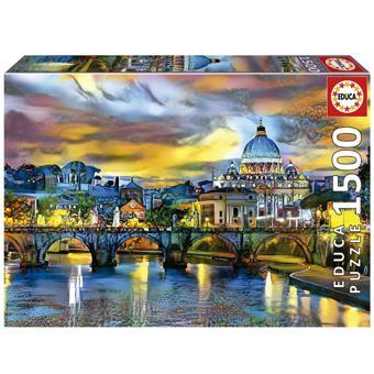 1500 Parça Puzzle Aziz Petrus Bazilikası ve Sant'Angelo Köprüsü - 19617