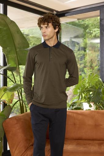 Kly 9272 Erkek Polo Yaka Uzun Kollu Pijama Takımı