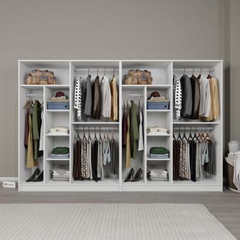 Midoser Kardelen Serisi Mat Beyaz 8 Kapaklı 10 Raflı 280 Cm Elbise Dolabı - Gardırop seti 180x280x51 cm