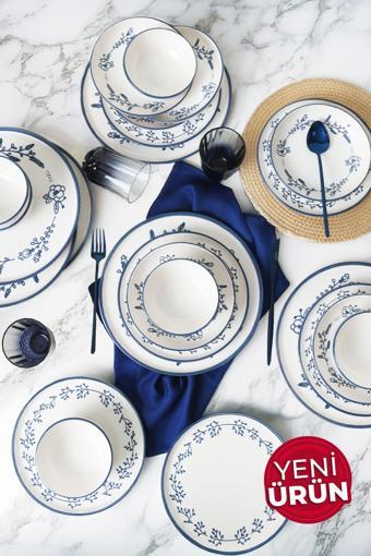 Blue Bloom Yemek Takımı 24 Parça 6 Kişilik 22810-11-12