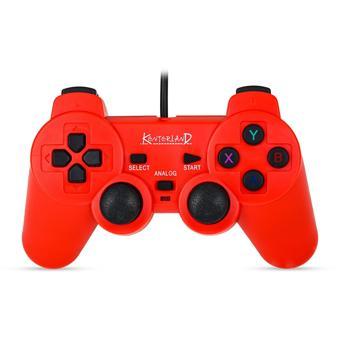 Kontorland Kablolu PC Gamepad – D-Input & X-Input Destekli Çift Titreşimli USB Oyun Kolu - Kırmızı