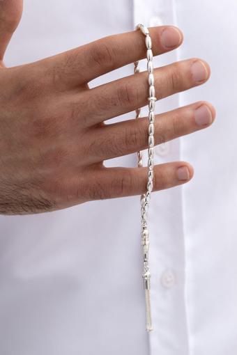 Osmanlı Gümüş Gümüş Tespih Arpa Kesim Orta Boy 15Gr