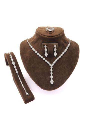 Osmanlı Gümüş Kleopatra Su Yolu Gümüş Bayan Set - Kolye, Bileklik, Küpe, Yüzük
