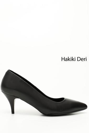 Kadın Siyah Sivri Burun Orta İnce Topuklu Stiletto