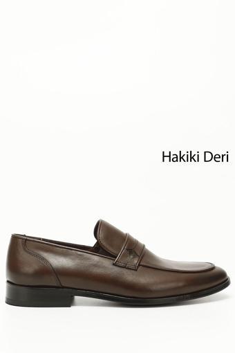 Erkek Kahve Antik Kösele Taban Hakiki Deri Loafer Ayakkabı