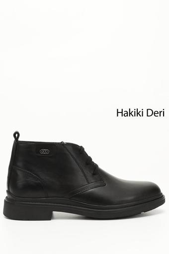 Erkek Siyah Bağcıklı Hakiki Deri Klasik Bot