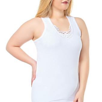Seher Yıldızı Bayan Geniş Askılı Güpürlü Atlet Beyaz Pamuklu 0012