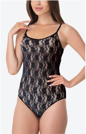 İmer Bayan Modal Önü Bütün Dantelli İp Askılı Çıtçıtlı Body 1101