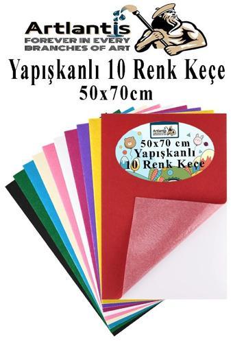 Yapışkanlı Keçe 50x70 cm 10 Renk 1 Paket 2.0 mm Renkli Hobi Keçesi Elişi Keçe Kumaşı Anasınıfı Kreş Okul Öncesi El Sanat