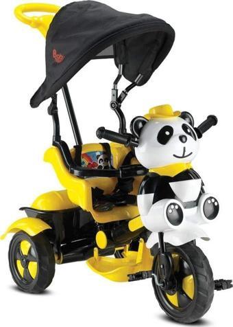 Babyhope 127 Little Panda Ebeveyn Kontrollü Tenteli Müzikli Tricycle Üç Teker Bisiklet - Sarı