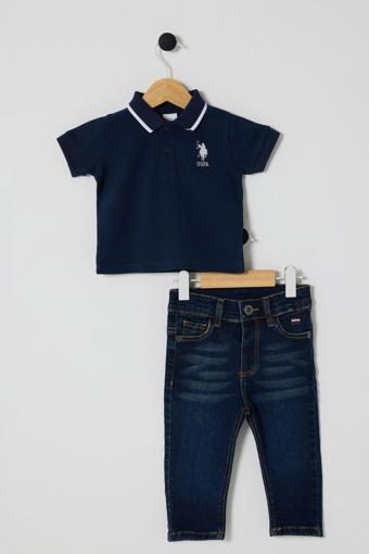 U.S POLO ASSN ERKEK BEBEK 2Lİ  PİKE T-SHIRT TAKIM Lacivert