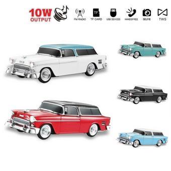 Nostaljik Ledli Chevrolet Araba Fm Radyolu Bluetooth Hoparlör Speaker Ws-1955Bt Mavi-Beyaz