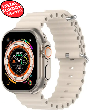 Ultra 2 Akıllı Saat Çelik Kordon Hediyeli Gri Kasa 49mm Nfc Bildirim Sesli Arama Özellikli LG68