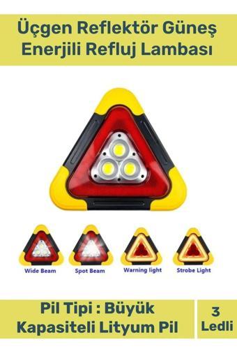 Premium Su Geçirmez 3 Ledli Solar Üçgen Reflektör Güneş Enerjili Refluj Lambası