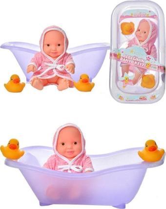 Global Toys - GL100316 Roza Bebeğimin Banyo Keyfi Küvetli-ördekli Bornoz Setli Et Bebek küvetlibebek