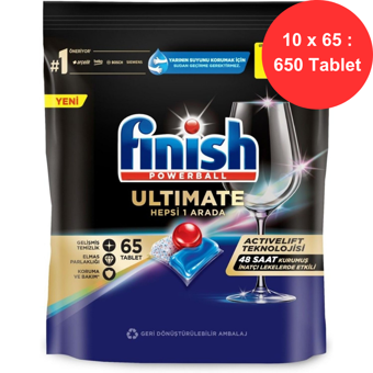 Finish Ultimate Hepsi Bir Arada Bulaşık Makinesi Tableti | 10 Paket | Toplam 650 Yıkama | Ekonomik Süper Set