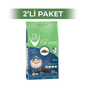 Vancat Çam Kokulu İnce Taneli Kedi Kumu 10 kg 2 Adet