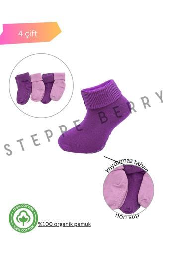 Steppe Berry 4'Lü Kaydırmazlı Organik Pamuk Bebek Çorabı