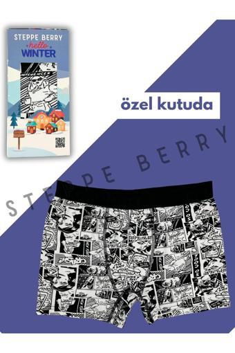Steppe Berry Kutulu Desenli Erkek Boxer