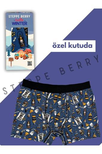 Steppe Berry Kutulu Desenli Erkek Boxer