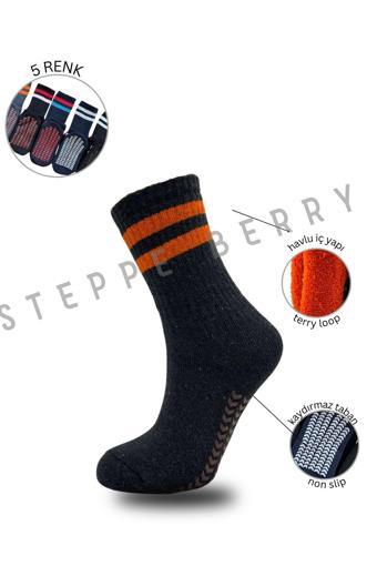 Steppe Berry 5'Li Kadın Çizgili Havlu Pilates Yoga Çorabı