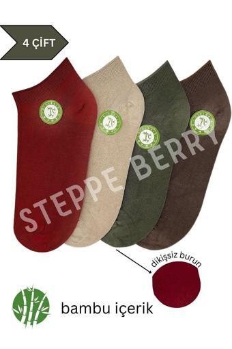 Steppe Berry 4 Çift Kadın Bambu Patik Çorap