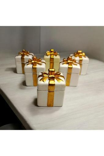 Taşdevri Life 6 Lı Beyaz Hediye Kutusu Görünümlü  Lokumluk Şekerlik Sunumluk Hediyelik  6X4 Cm  Mutluluğu Kutular