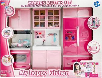 Kayyum Oyuncak Modern Mutfak Setim Pembe 3'lü Lavabolu 3835-2