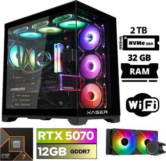 Xaser Lexus x70 Ryzen 7 7700 32GB DDR5 Ram 2TB M.2 NVMe SSD 12GB RTX5070 Sıvı Soğutmalı Oyuncu Bilgisayarı