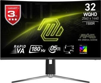 MSI MAG 32CQ6PF WQHD CURVE RAPID VA 180Hz 0.5MS ADAPTIVE-SYNC GAMING MONİTÖR