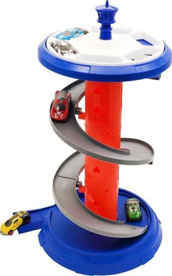 Toysan 5 Metal Yarış Aracı ve Twister Yarış Yolu Seti TOY-37, Çocuklar İçin Spiral Yarış Pisti ve Arabalar