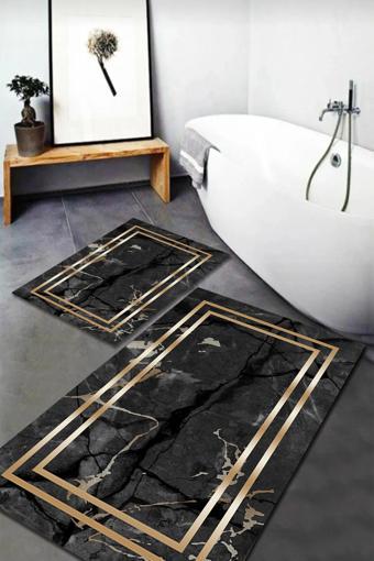 Banyo Paspas Takımı 2'li Set Kaymaz Tabanlı Yıkanabilir BB-114