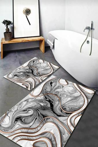 Banyo Paspas Takımı 2'li Set Kaymaz Tabanlı Yıkanabilir BB-114