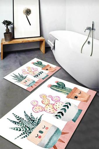 Banyo Paspas Takımı 2'li Set Kaymaz Tabanlı Yıkanabilir OS201