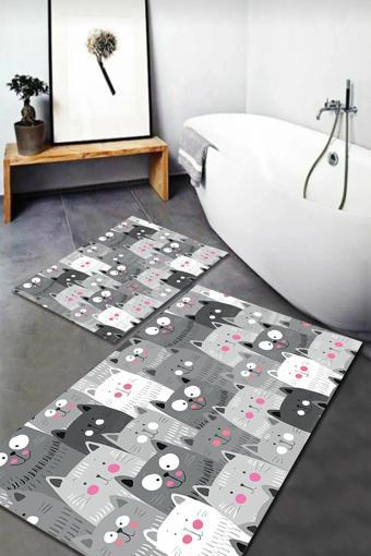 Banyo Paspas Takımı 2'li Set Kaymaz Tabanlı Yıkanabilir OS201