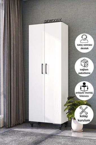 Dewoody 8 Raflı 2 Kapaklı Kalın Raflı Ayakkabılık Çok Amaçlı Mutfak Banyo Dolabı Kiler Dolabı