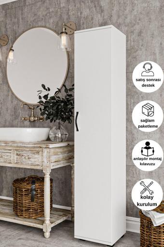 Dewoody Banyo Dolabı Mutfak Ofis Çalışma Dosya Dolabı Tek Kapaklı 5 Bölmeli Çok Amaçlı Dolap